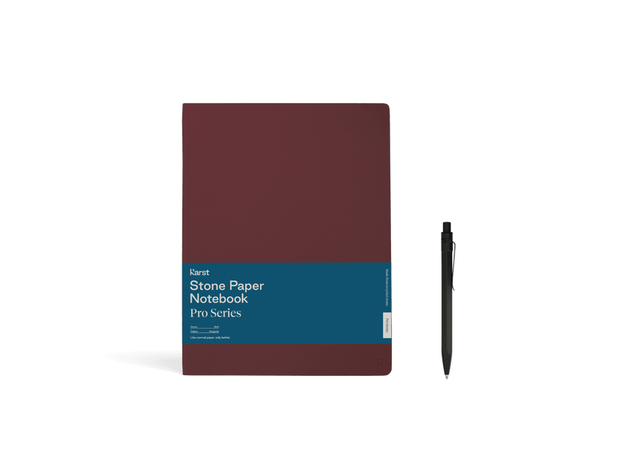 Burgundy Pro Series Notebook & Stone Pen Set