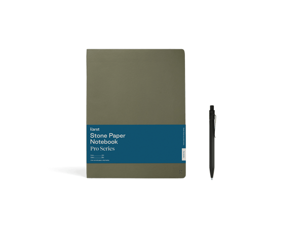 Olive Pro Series Notebook & Stone Pen Set